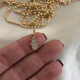 Dije Mano Hamsa 0.9gr/1.8cm Circones Blancos Oro Amarillo