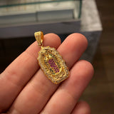 Dije Virgen de Guadalupe 5.35gr/3.6cm Circones Blancos Verdes Fucsias Oro Amarillo