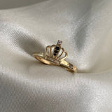 Anillo Corona 15's 2.35gr-T9 Circones Negros Blancos Oro Amarillo