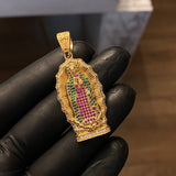 Dije Virgen Guadalupe 11.15gr / 4.7cm Circones Blancos Verdes Fucsias Oro Amarillo