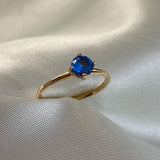 Anillo Solitario 1.5gr-T6 1/4 Circon Azul Oro Amarillo