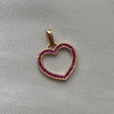 Dije Corazon Silueta 1.15gr/1.7cm Circones Fucsia Oro Amarillo