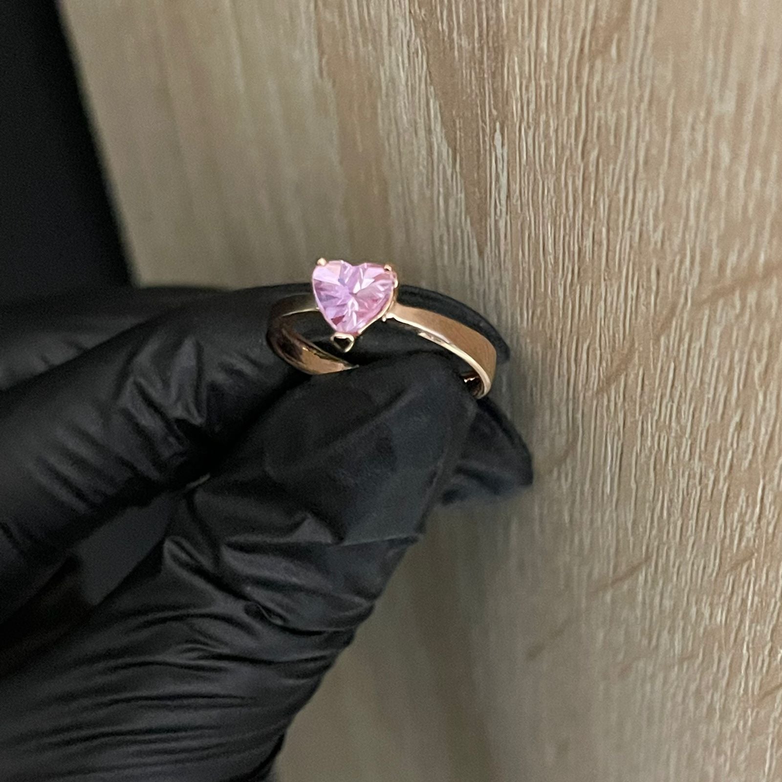 Solitario Corazón 1.95gr Circón Rosa Oro Rosa