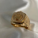 Anillo Corona RX 10.3gr-T13 1/4 Circones Blancos Oro Amarillo