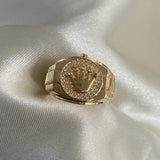 Anillo Corona Rx 7.1gr-T9 Circones Blancos Oro Amarillo