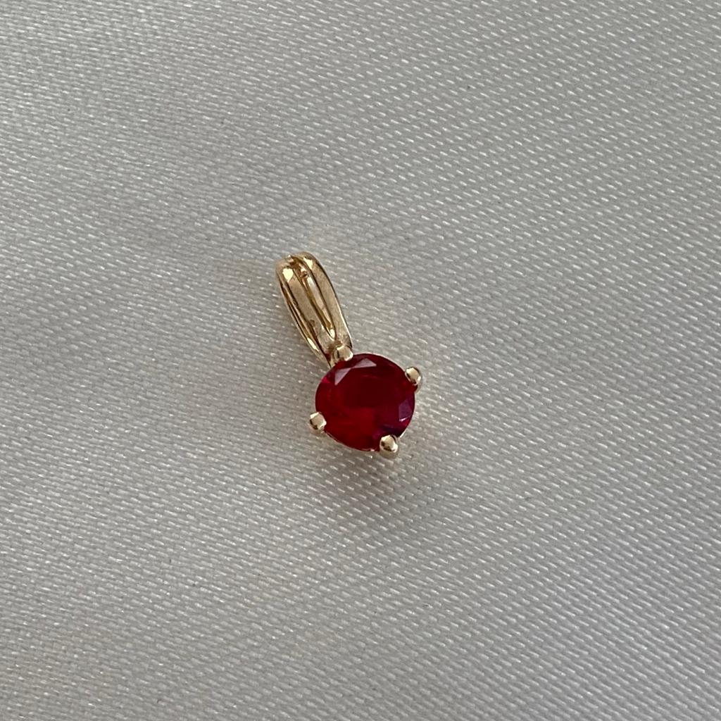 Dije Joya 0.5gr/1.1cm Circon Rojo Oro Amarillo