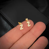 Dije Letra Z 0.3gr/1.3cm Circones Blancos Oro Amarillo*