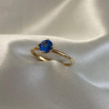 Anillo Solitario 1.5gr-T6 1/4 Circon Azul Oro Amarillo