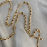 Rosario 17.85gr/60cm 5-6mm Virgen Milagrosa Bola Lisa Oro Amarillo