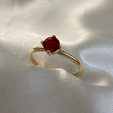 Anillo Solitario 1.55gr-T6 1/2 Circon Rojo Oro Amarillo