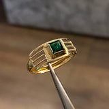 Solitario 1.55gr-T5 3/4 Anillo Circon Verde Oro Amarillo