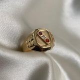 Anillo Trinity 4.2gr-T10 1/2 Circones Rojos Blanco Oro Amarillo