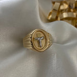 Anillo Cristo 3.35gr - T11 Dos Oros Amarillo Blanco