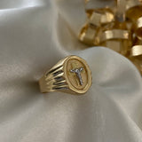 Anillo Cristo 3.35gr - T11 Dos Oros Amarillo Blanco