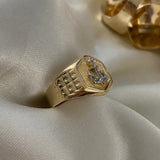 Anillo Ancla 3.5gr - T9 3/4 Dos Oros Amarillo Blanco