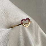 Anillo Corazon 1.25gr-T7 3/4 Circones Fucsia Oro Amarillo