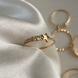 Anillo Estrellas 1.45gr-T6 1/4 Circones Blancos Oro Amarillo