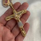 Dije Señor De Los Milagros 21.6gr/7.5cm De Buga Cristo Circones Blancos Oro Amarillo