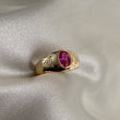 Anillo Pequeño 1.4gr - T3 3/4 Circon Fucsia Oro Amarillo