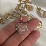 Dije Corazon 3.7gr/2.5cm Circones Blancos Oro Rosa*