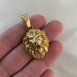 Dije Leon 8.65gr/4cm Oro Amarillo Circones Verdes ITALY