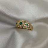 Anillo Flores T7 1/4 - 2.4gr Oro Amarillo Circones Blancos Verdes