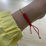 Pulsera Franco Tejida 0.96gr Hilo Rojo