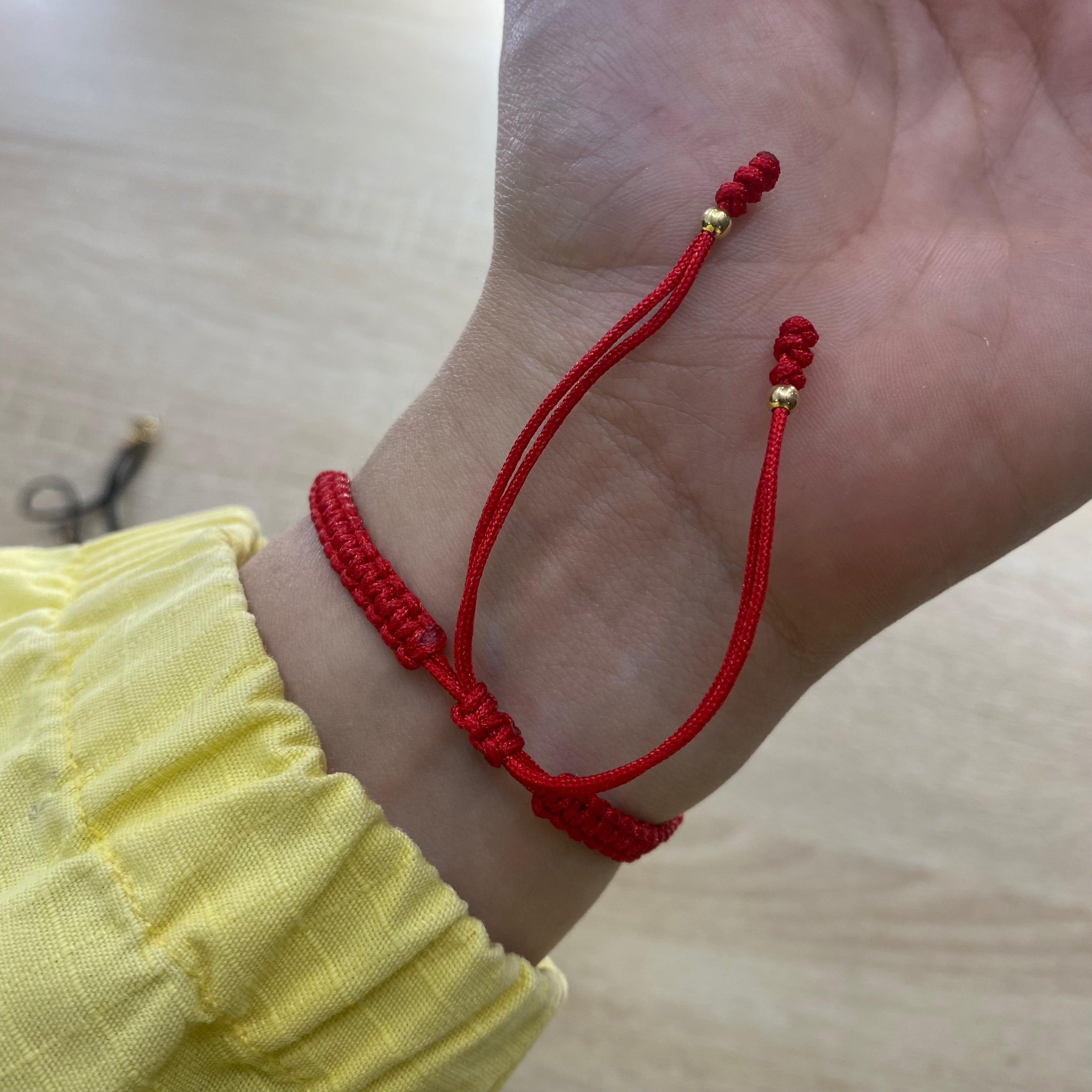 Pulsera Franco Tejida 0.96gr Hilo Rojo