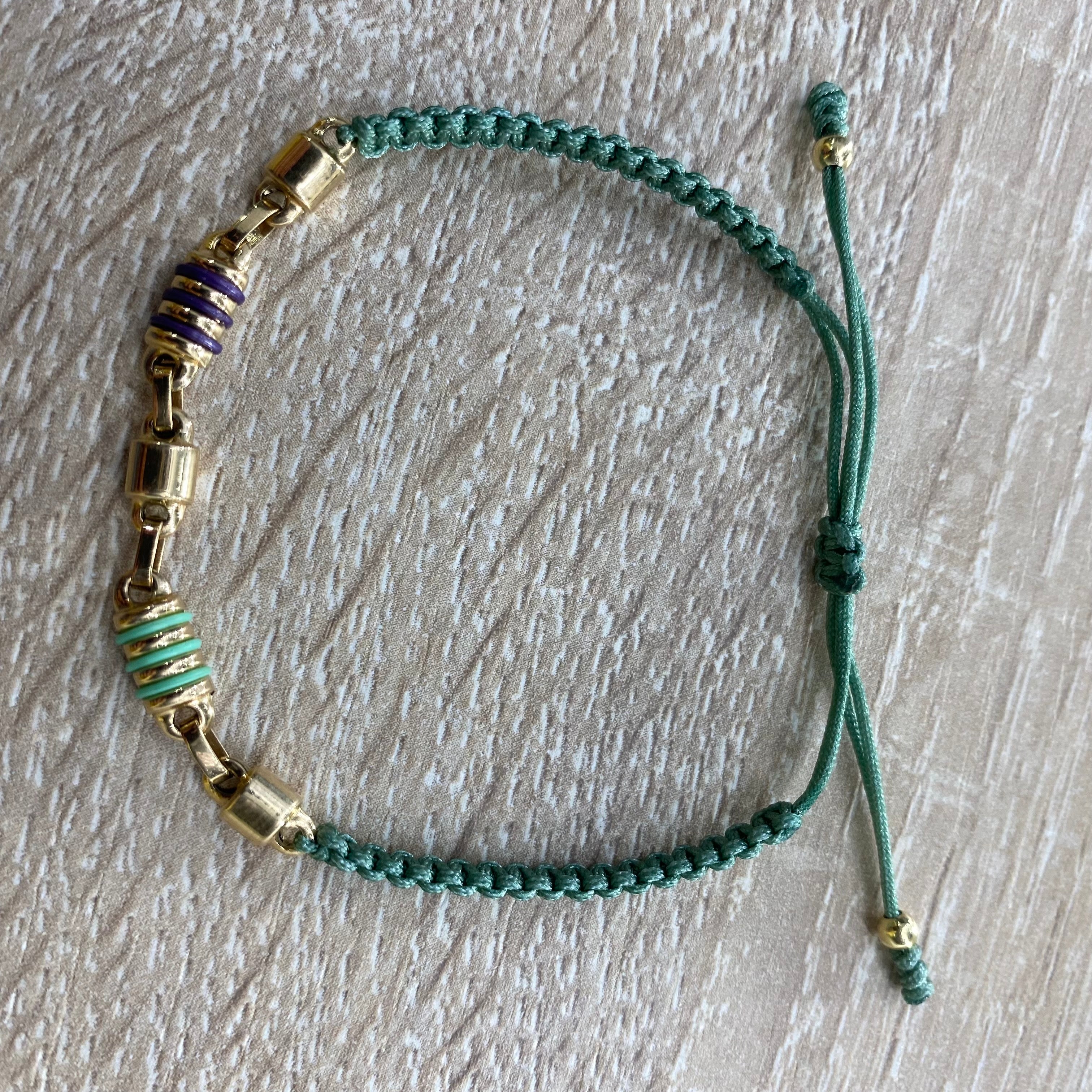 Pulsera Rustica Tejida 1.55gr Hilo verde