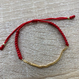 Pulsera Franco Tejida 0.96gr Hilo Rojo