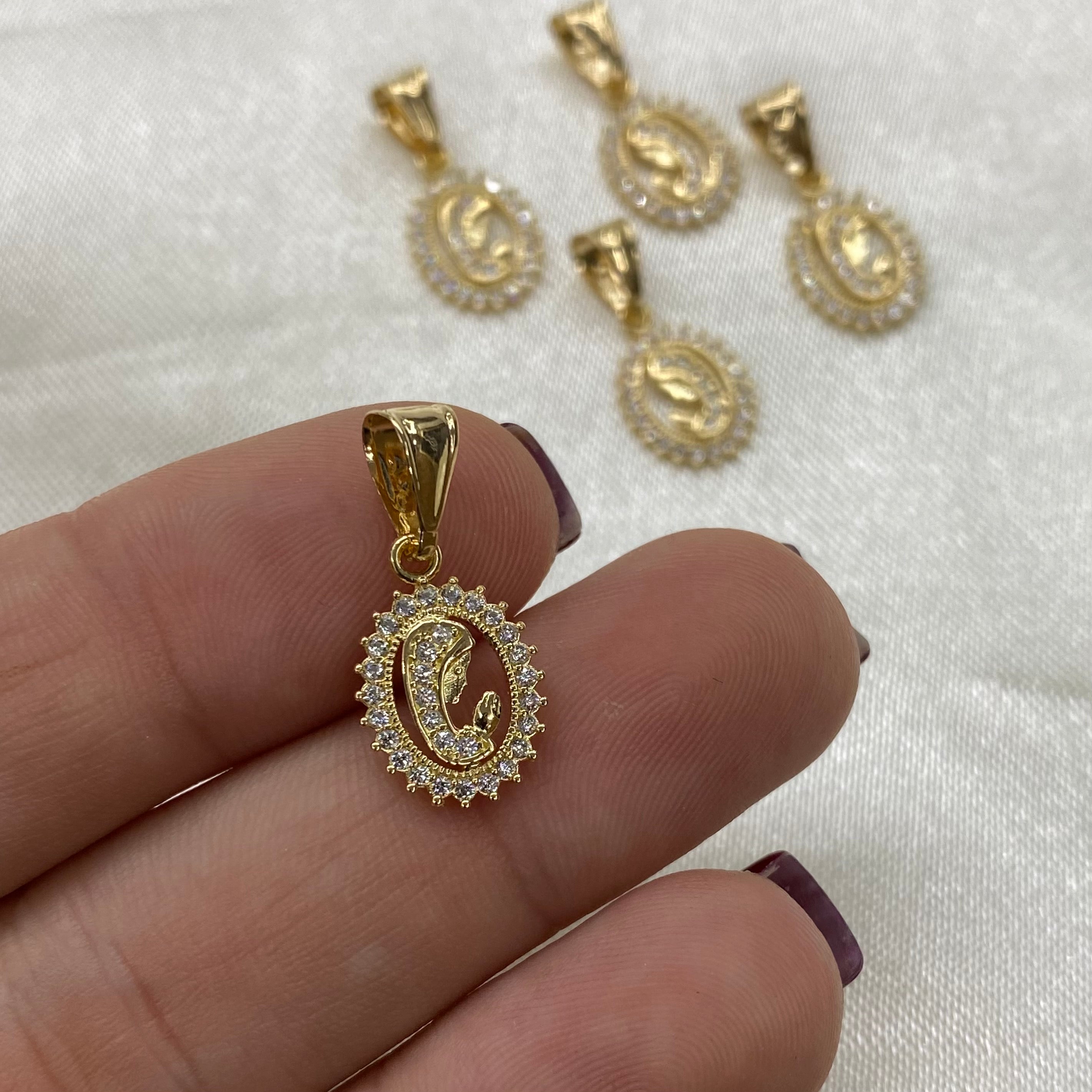 Dije Virgen 0.95gr/1.8cm Oro Amarillo Circones Blanco