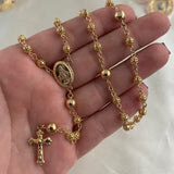 Rosario Virgen Milagrosa 18.4gr/60cm 4-6mm Bola Hueca Especial Oro Amarillo