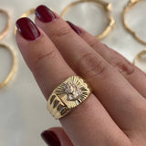 Anillo Rostro Cristo 7.3gr-T9 1/2 Diamantado Oro Amarillo