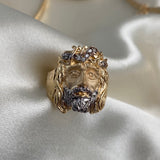 Anillo Cristo 7.95gr-T8 3/4 Rostro Oro Amarillo Blanco