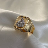 Anillo Virgen Del Carmen 4.2gr-T10 3/4 Dos Oros Amarillo Blanco