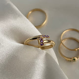 Anillo Clavo 2gr T6 1/2 CT Circones Lilas Oro Amarillo