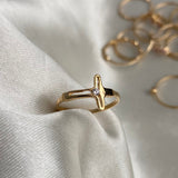 Anillo Cruz 1.45gr-T6 1/4 Cristo Oro Amarillo Circon Blanco