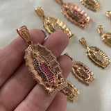 Dije Virgen Guadalupe 8.55gr/4.8cm Oro Rosa Circones Azules