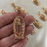 Dije Virgen Guadalupe 8.45gr/4.8cm Oro Rosa Circones Verdes