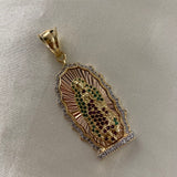 Dije Virgen Guadalupe 11.35gr/5cm Tres Oros Circones Verdes