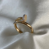 Anillo Clavo 3.55gr - T7 3/4 CT Dos Oros Blanco Amarillo