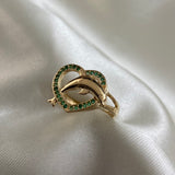 Anillo Delfin 3.1gr-T7 1/4 Corazon Circones Verdes Oro Amarillo*