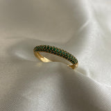 Anillo 2.35gr-T9 1/2 Circones Verdes Oro Amarillo*