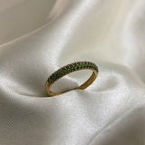 Anillo 2.35gr-T9 1/2 Circones Verdes Oro Amarillo*