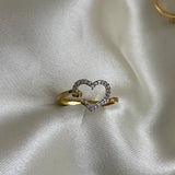 Anillo Corazon 2.05gr-T6 Silueta Oro Amarillo Circones Blancos