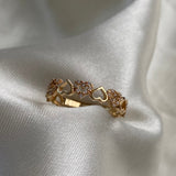 Anillo Corazones 2.25gr- T7 1/2 Circones Blancos Oro Amarillo*