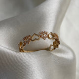 Anillo Corazones 2.25gr- T7 1/2 Circones Blancos Oro Amarillo*