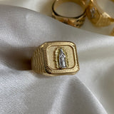 Anillo Virgen Guadalupe 3.8gr - T10 1/2 Dos Oros Amarillo Blanco