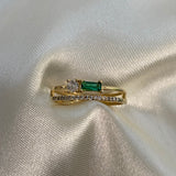 Anillo Doble 2.25gr - T6 1/4 Circon Verde Oro Amarillo