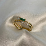 Anillo Doble 2.25gr - T6 1/4 Circon Verde Oro Amarillo